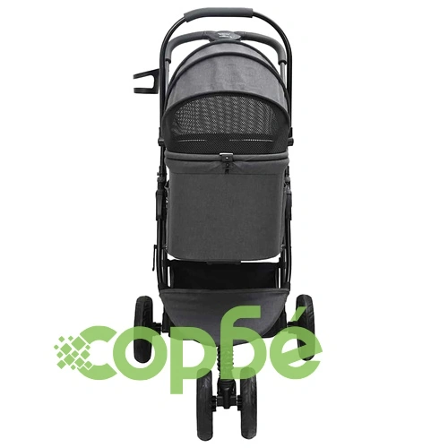 Сгъваема количка за домашни любимци 2в1 с покривало - черна 78x54x101 см ➤ топ цена ➤ sorbe.bg