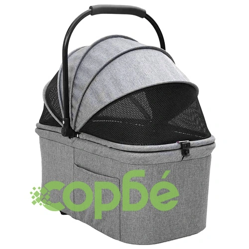 Сгъваема количка за домашни любимци 2в1 с дъждобран - сива 78x54x101 см ➤ топ цена ➤ sorbe.bg