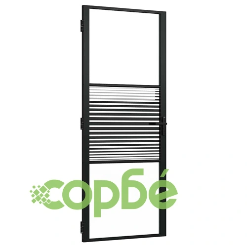 Вътрешна врата от закалено стъкло и алуминий 83 x 201.5 cm Черна ➤ топ цена ➤ sorbe.bg