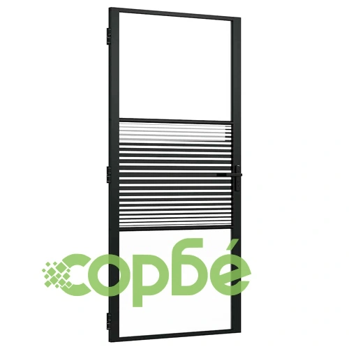 Вътрешна врата от закалено стъкло с алуминиева рамка, черна, 93 x 201.5 cm ➤ топ цена ➤ sorbe.bg