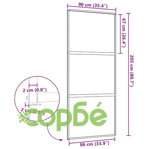 Черна плъзгаща се врата от закалено стъкло и алуминий 90 x 205 cm ➤ топ цена ➤ sorbe.bg