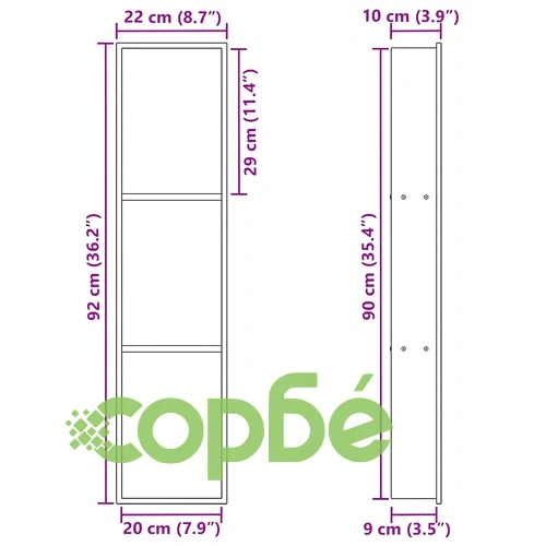 Ниша за душ от неръждаема стомана 304, бяла, матова, 90 x 20 x 9.5 см ➤ топ цена ➤ sorbe.bg