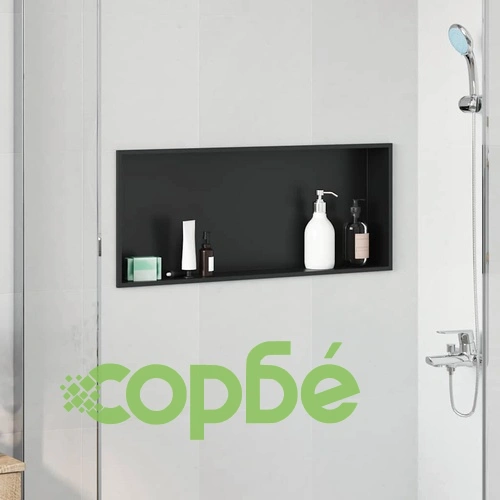 Ниша за душ от неръждаема стомана 304, черна мат, 75 x 30 x 9.5 см ➤ топ цена ➤ sorbe.bg
