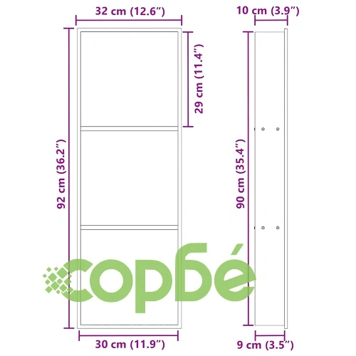Ниша за душ от неръждаема стомана 304, черна, 90 x 30 x 9.5 см ➤ топ цена ➤ sorbe.bg