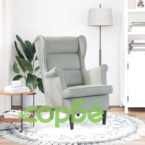 Кадифен Фотьойл в Светлосиво 71 x 92 x 91 см с Шперплатова Рамка ➤ топ цена ➤ sorbe.bg