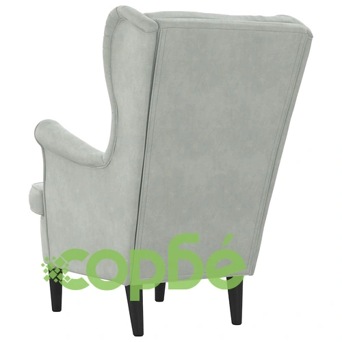 Кадифен Фотьойл в Светлосиво 71 x 92 x 91 см с Шперплатова Рамка ➤ топ цена ➤ sorbe.bg