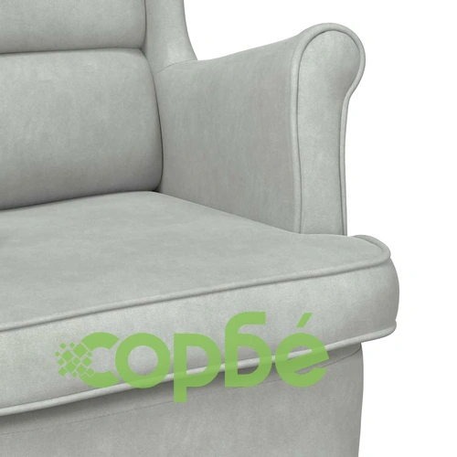 Кадифен Фотьойл в Светлосиво 71 x 92 x 91 см с Шперплатова Рамка ➤ топ цена ➤ sorbe.bg