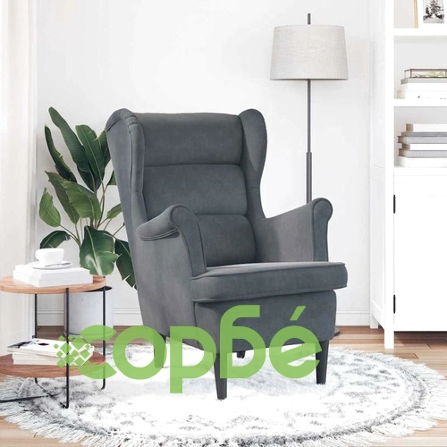 Фотьойл с Подлакътници Тъмносив 71 x 92 x 91 см Кадифе ➤ топ цена ➤ sorbe.bg