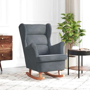 Люлеещ се стол 71 x 92 x 100 см, Тъмно сив кадифен плат, Шперплат