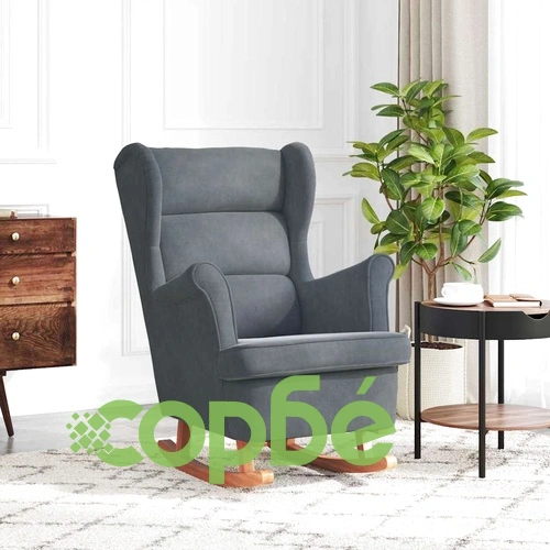 Люлеещ се стол 71 x 92 x 100 см, Тъмно сив кадифен плат, Шперплат ➤ топ цена ➤ sorbe.bg