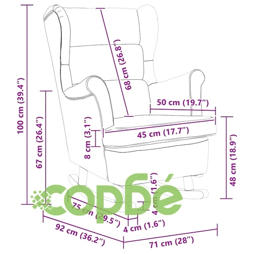 Люлеещ се стол 71 x 92 x 100 см, Тъмно сив кадифен плат, Шперплат ➤ топ цена ➤ sorbe.bg