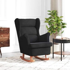 Люлеещ се стол 71 x 92 x 100 см, Черно кадифе, 100% полиестер и шперплат