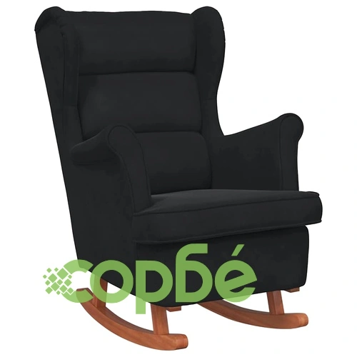 Люлеещ се стол 71 x 92 x 100 см, Черно кадифе, 100% полиестер и шперплат ➤ топ цена ➤ sorbe.bg