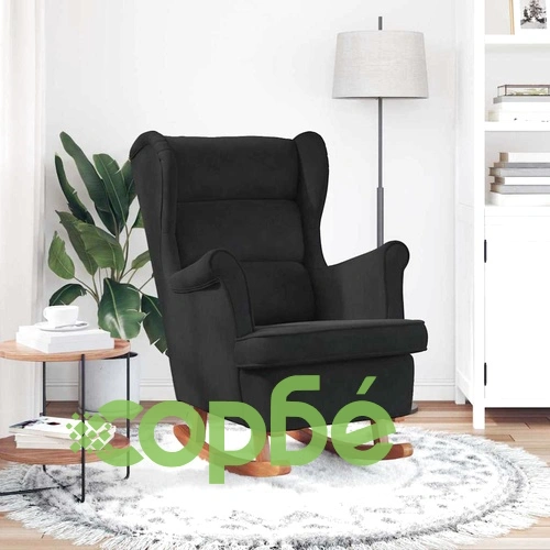 Люлеещ се стол 71 x 92 x 100 см, Черно кадифе, 100% полиестер и шперплат ➤ топ цена ➤ sorbe.bg