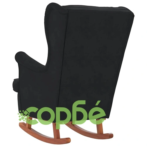 Люлеещ се стол 71 x 92 x 100 см, Черно кадифе, 100% полиестер и шперплат ➤ топ цена ➤ sorbe.bg