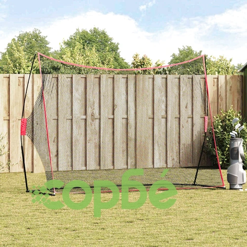 Мрежа за голф тренировки 309x93x216 см полиестер черна с червено ➤ топ цена ➤ sorbe.bg