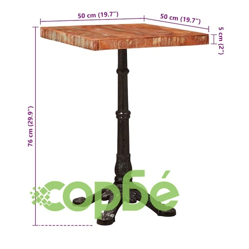 Бистро маса от масивно регенерирано дърво - Кафява 50 x 50 x 76 см ➤ топ цена ➤ sorbe.bg