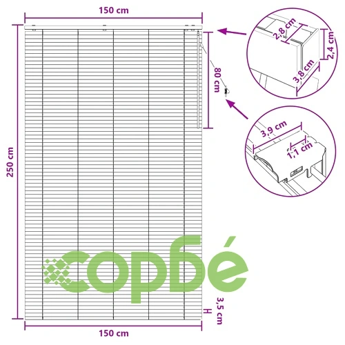 Венецианска щора от дъбово дърво 150 x 250 см, ламели 35 мм ➤ топ цена ➤ sorbe.bg