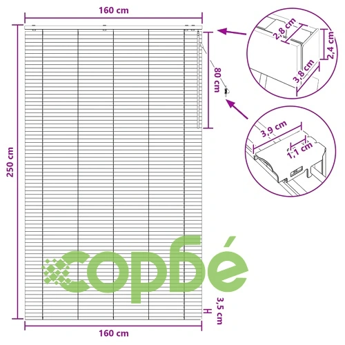 Венецианска щора от дърво Тъмно кафяво 160 x 250 см, ламели 35 мм ➤ топ цена ➤ sorbe.bg
