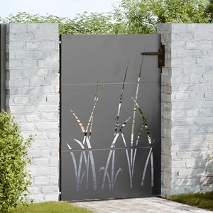 Градинска врата от стомана с прахово покритие - черна 105x125 см
