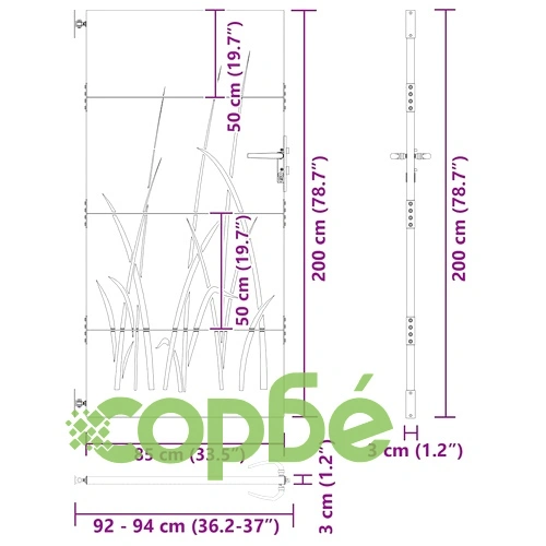Градинска врата черна 105x200 см стомана с прахово покритие ➤ топ цена ➤ sorbe.bg