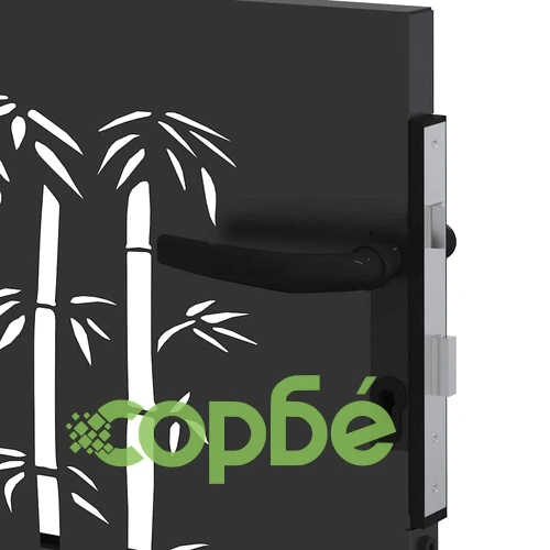 Градинска врата от стомана с прахово покритие - черна 105x100 см ➤ топ цена ➤ sorbe.bg