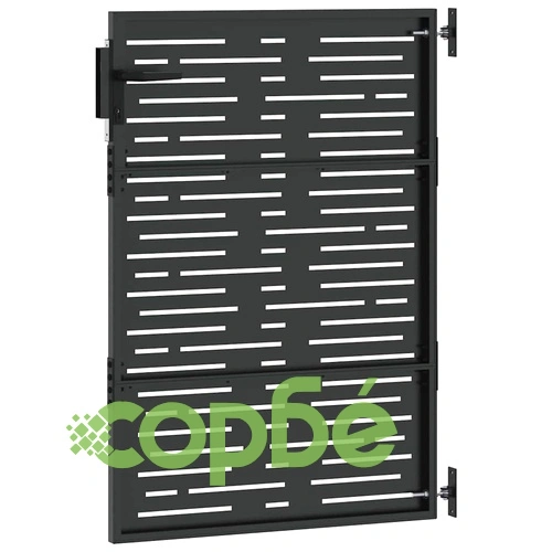 Градинска врата от стомана 105x125 см черна с квадратен дизайн ➤ топ цена ➤ sorbe.bg