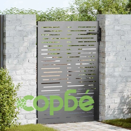 Градинска врата от стомана 105x150 см черна с квадратен дизайн ➤ топ цена ➤ sorbe.bg