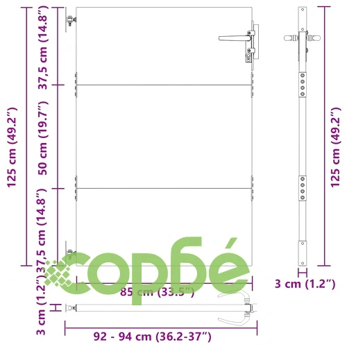Градинска врата от стомана с прахово покритие - черна 105x125 см ➤ топ цена ➤ sorbe.bg