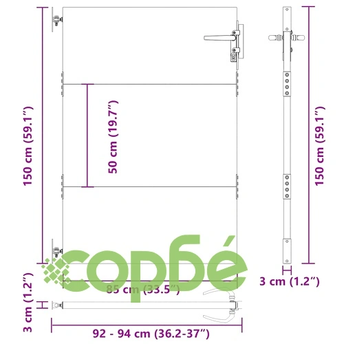 Градинска врата от прахово боядисана стомана - черна 105x150 см ➤ топ цена ➤ sorbe.bg
