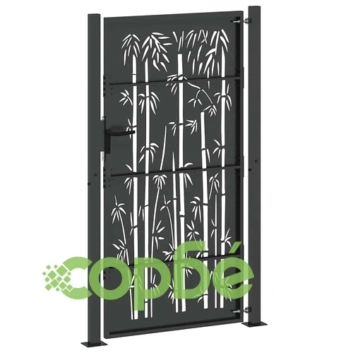 Градинска врата 105x200 см от прахово покрита стомана с бамбуков дизайн ➤ топ цена ➤ sorbe.bg