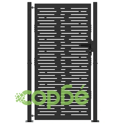 Градинска врата от стомана 105x200 см с квадратен дизайн и заключване - черна ➤ топ цена ➤ sorbe.bg
