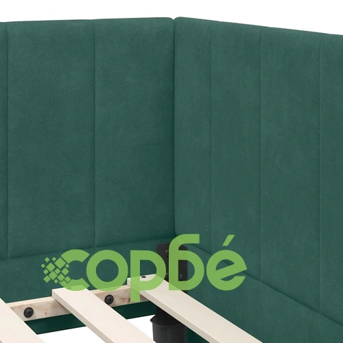 Ъглова рамка за легло с табла тъмнозелено кадифе 90x190 см ➤ топ цена ➤ sorbe.bg