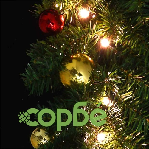 Коледна гирлянда с LED светлини и коледни топки 40м - зелен ПВЦ ➤ топ цена ➤ sorbe.bg