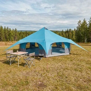 Семейна палатка за 18 души, 185T полиестер с PU покритие, 540x540x335 см, синя