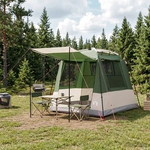 Парти шатра за 4 души 210x210x190 см, зелена, 185T полиестер с PU покритие