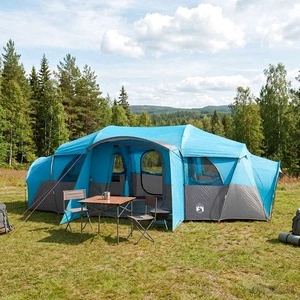 Семейна палатка тунел с дъждобран, 10-местна, 580x307x208 см, синя