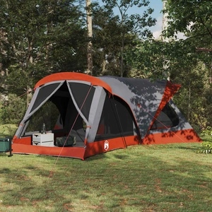 Семейна палатка 550 x 555 x 208 см - сива и оранжева, 185T полиестер