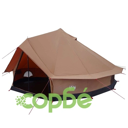Семейна палатка за 10 души - 185T полиестер с PU покритие, кафява, 500x500x298 см ➤ топ цена ➤ sorbe.bg
