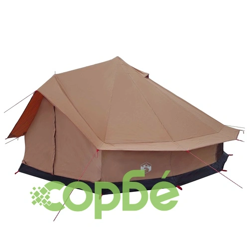Семейна палатка за 10 души - 185T полиестер с PU покритие, кафява, 500x500x298 см ➤ топ цена ➤ sorbe.bg