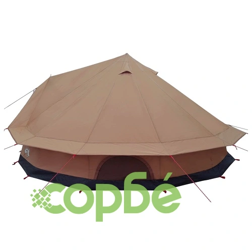 Семейна палатка за 10 души - 185T полиестер с PU покритие, кафява, 500x500x298 см ➤ топ цена ➤ sorbe.bg