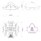 Семейна палатка за 12 души - 185T полиестер с PU покритие, военнозелена, 600x600x348 см