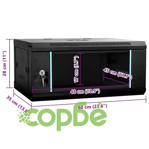 Стенен мрежов шкаф 4U 19 IP20 60x35x28 см Черен Стоманен ➤ топ цена ➤ sorbe.bg