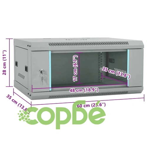 Стенен мрежов шкаф 4U 19 IP20 Сив 60x35x28 см Стомана ➤ топ цена ➤ sorbe.bg