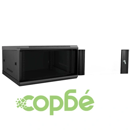Стенен мрежов шкаф 6U, 19, IP20, черен, стомана, 60x60x35 см ➤ топ цена ➤ sorbe.bg