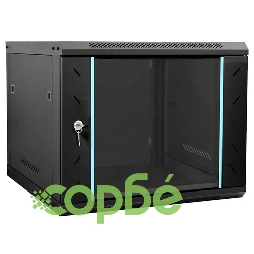 Стоманен мрежов шкаф 9U за стенен монтаж 19 IP20 черен 60x60x50 см ➤ топ цена ➤ sorbe.bg