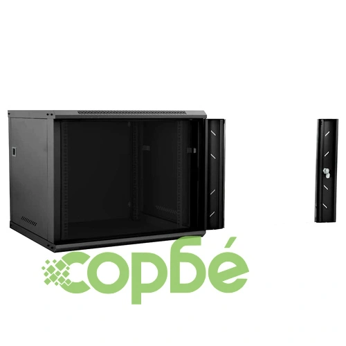 Стоманен мрежов шкаф 9U за стенен монтаж 19 IP20 черен 60x60x50 см ➤ топ цена ➤ sorbe.bg