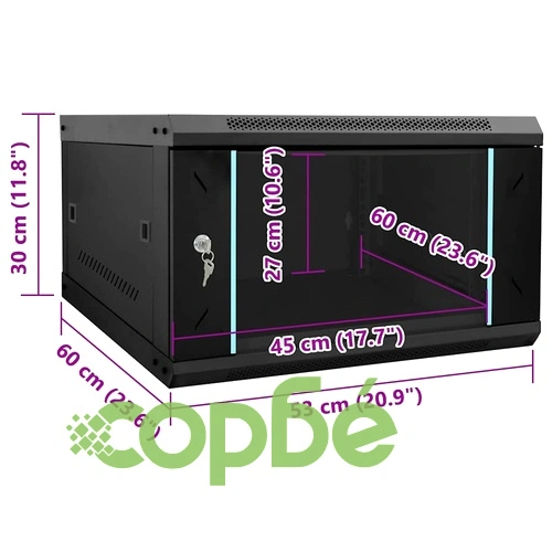 Стенен мрежов шкаф 6U 19 IP20 53 x 60 x 30 см Черен Стоманен ➤ топ цена ➤ sorbe.bg
