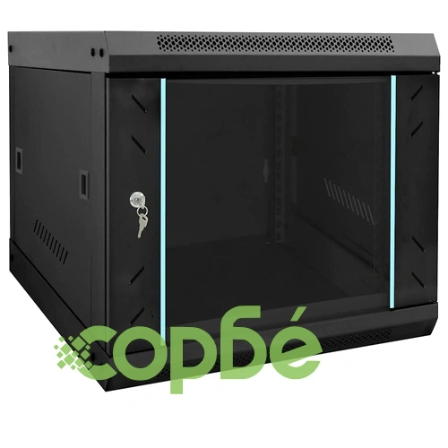 Мрежов шкаф 9U за стенен монтаж 19 IP20 53 x 60 x 45 см Черен Стомана ➤ топ цена ➤ sorbe.bg