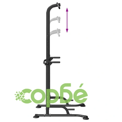 Мултифункционална станция за набирания и лицеви опори от стомана, черна, 95 x 102 x (160-210) см ➤ топ цена ➤ sorbe.bg